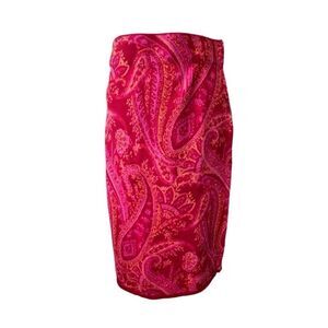 Isaac Mizrahi Live Skirt Knit Colorful Paisley Pink Orange Size XS
